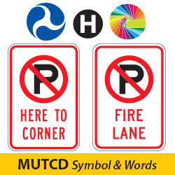 MUTCD Symbol & Words Prohibitive No Parking Lot Signs