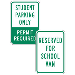 School Parking Lot: Permissive Parking Signs