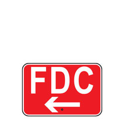 FDC with Left Arrow (Fire Department Connection) Sign