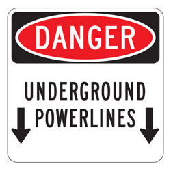 Danger Underground Powerlines Sign