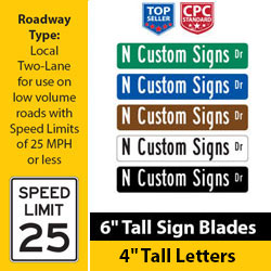 Street Name Signs | 25 MPH & Under