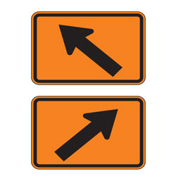 Diagonal (Left/Right) Up Arrow Auxiliary Route Marker Signs for Temporary Traffic Control