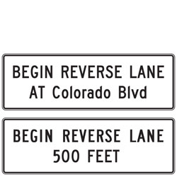 Begin Reverse Lane Sign
