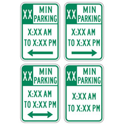 X MIN Parking with Custom Times & Optional Arrows Sign