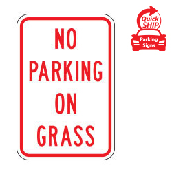 No Parking on Grass Sign