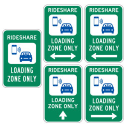 Rideshare Loading Zone Only (with Arrow) Sign