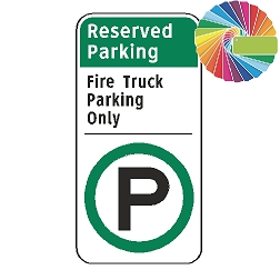 Fire Truck Parking Only | Architectural Header with Words & Symbol | Universal Permissive Parking Sign