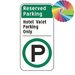 Hotel Valet Parking Only | Architectural Header with Words & Symbol | Universal Permissive Parking Sign