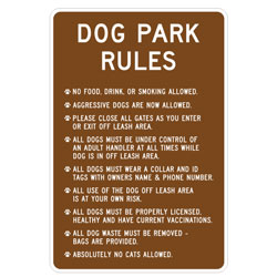 Dog Park Rules (Brown/Rectangle) Sign
