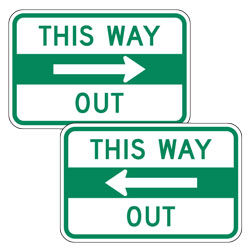 This Way Out with Left/Right Arrow Signs