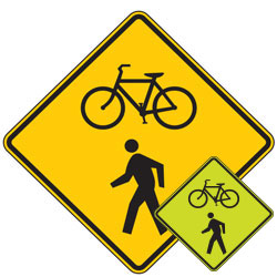 Bicycle and Pedestrian (Symbol) Warning Signs for Bicycle Facilities