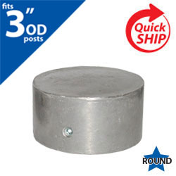Silver 3" OD Round Post Closure Cap for 3" OD Round Post