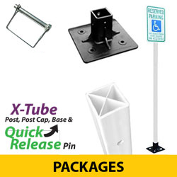 X Tube Flexible Sign Posts, Surface Mount Base and Quick Release Pin